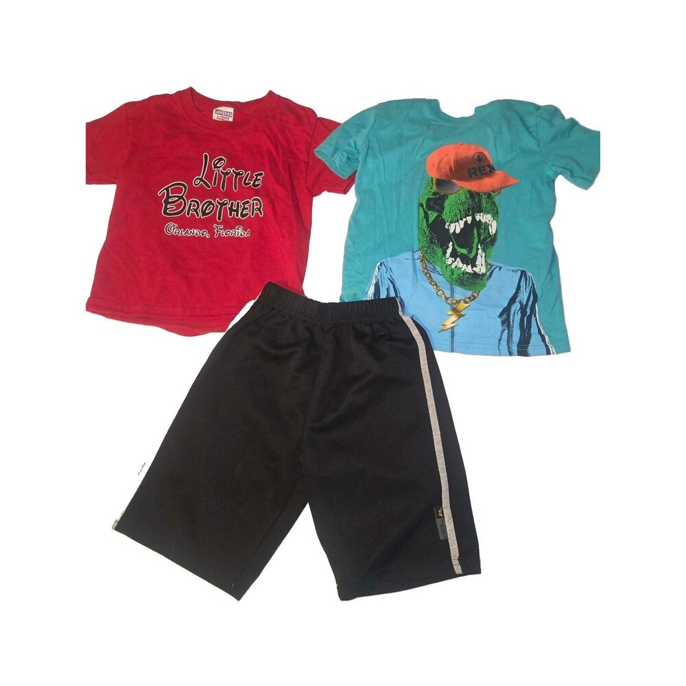 Toddler/ Boys 4/5 XS Lot Of Three 2 Tees And One Pair Athletic Shorts Little Bro